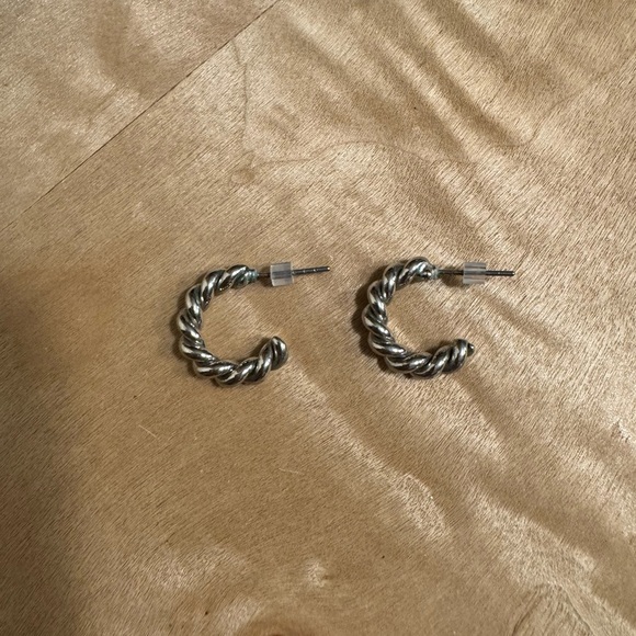 Silver Twisted Hoop Earrings - Picture 2 of 2